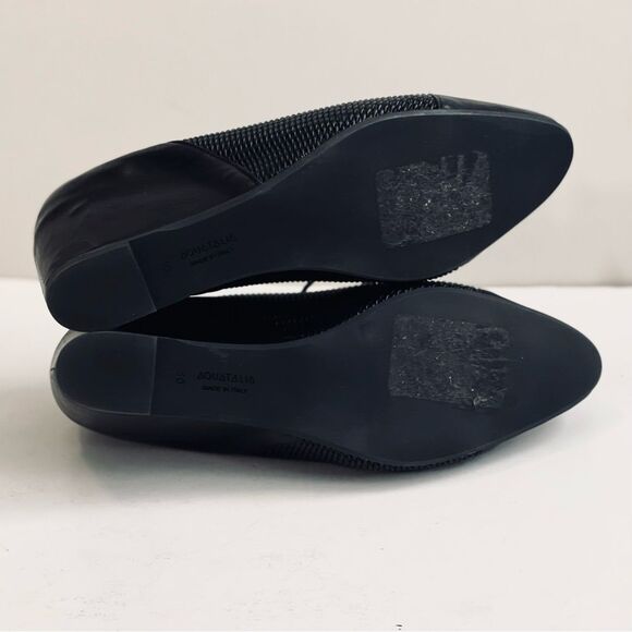 Aquatalia by Marvin K Sacchetto Black Woven Leather Pandora Wedge Pump Sz 10 - Picture 9 of 12